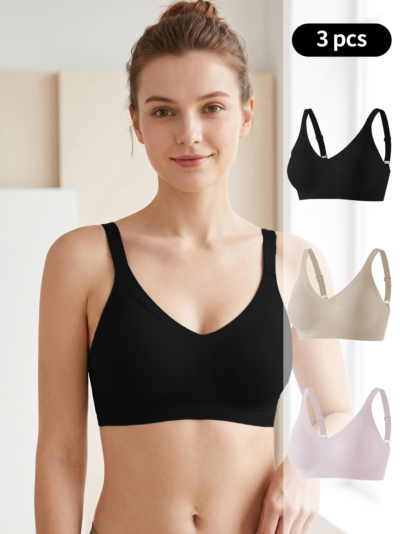 Wirefree Bra Comfort - طقم حمالات صدر نسائية من 3